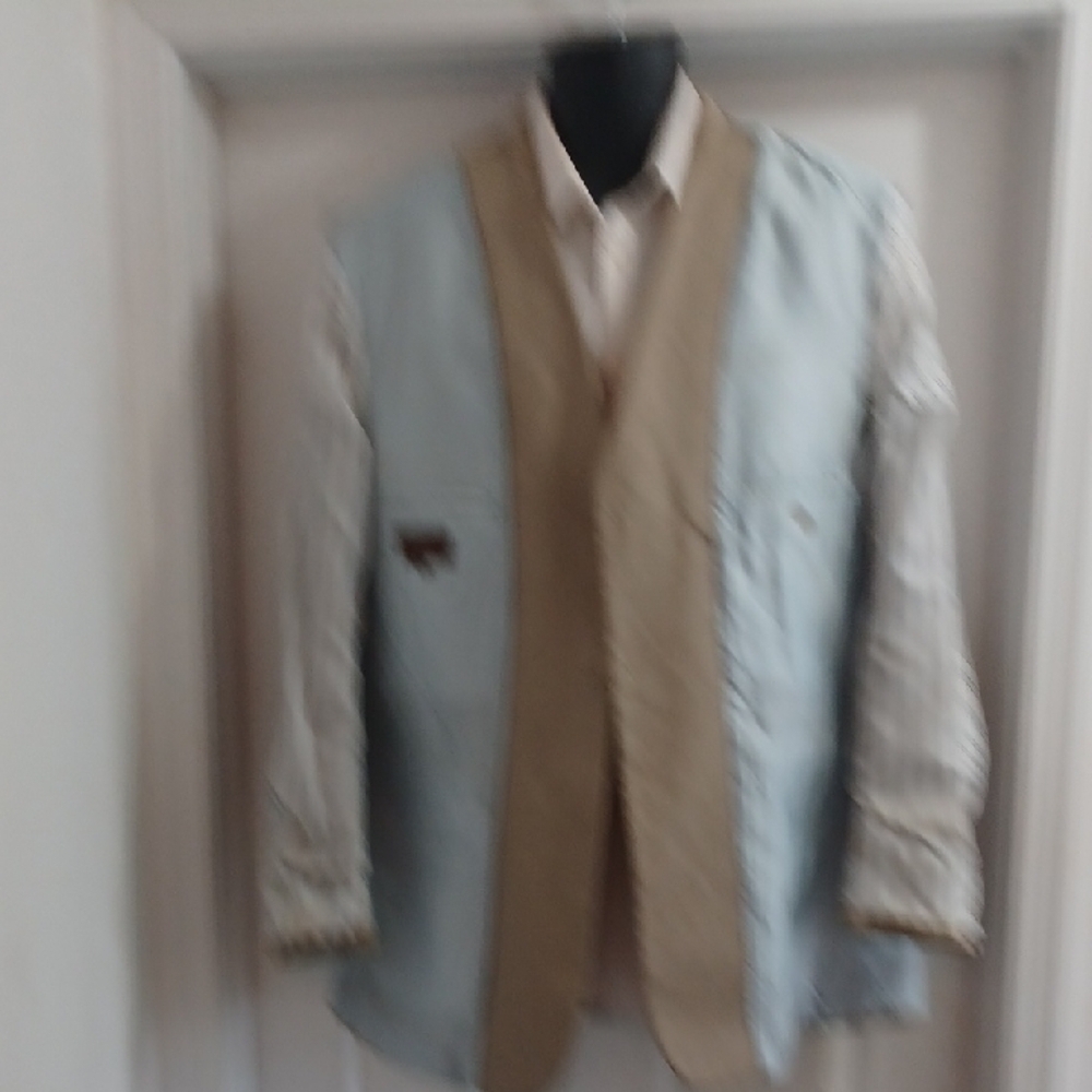 Merona Men's Beige Blazer, 44L - Picture 10 of 11